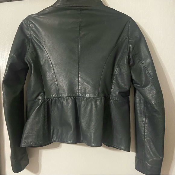 Elie Tahari Leather shirt jacket in grey - Picture 3 of 7